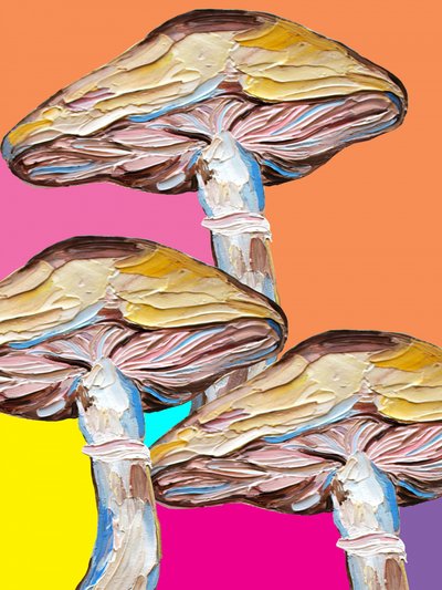 Pop art s motivy psychedelických hub od Alice Straker