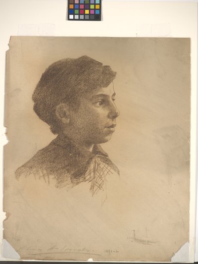 Hlava (pastelka na špinavě bílém papíře) od Alice Woods