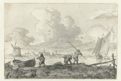 Rybáři se svou veslicí na Spaarne u Haarlemu od Allaert van Everdingen