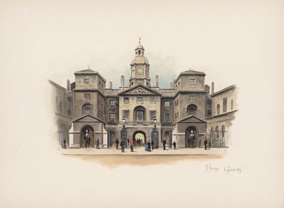 Známý Londýn: Horse Guards (barevná litografie) od Allan F. Barraud