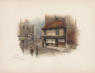 Známý Londýn: Old Curiosity Shop (barevná litografie) od Allan F. Barraud