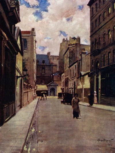 Paříž: Ulice ve staré Paříži, St Germain (barevné lito) od Allan Stewart