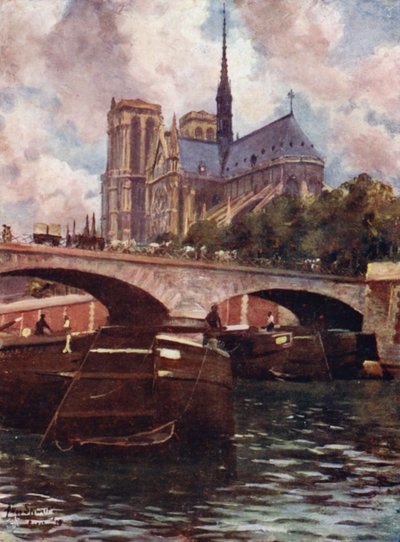 Paříž: Katedrála Notre Dame (barevné lito) od Allan Stewart