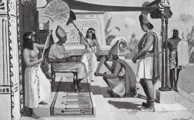 Ramesse II. při přebírání kopie smlouvy s Chetity (litografie) od Allan Stewart