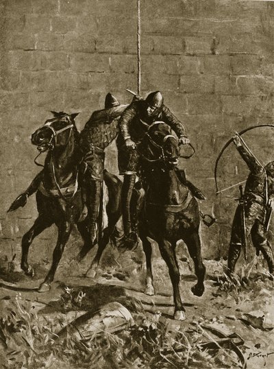 Stephen zachraňuje prince Henryho ze Skotska v Ludlow, ilustrace z 