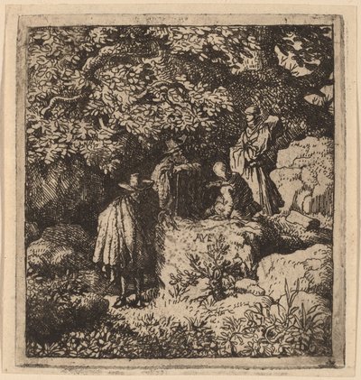 Čtyři postavy pod stromem, pravděpodobně c. 16451656. od Allart van Everdingen