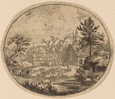 Hamlet na břehu řeky, pravděpodobně c. 16451656. od Allart van Everdingen