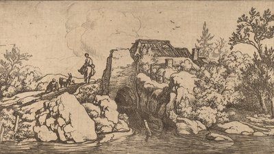 Jezdec na kamenném mostě, pravděpodobně c. 16451656. od Allart van Everdingen