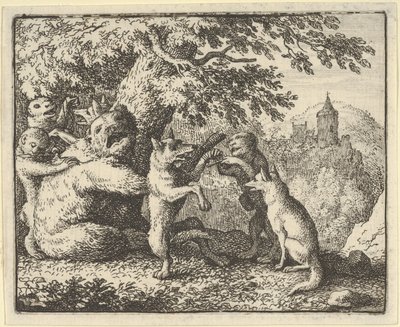 Na Řád lva je medvědovi odebrán kus kůže, kus předních tlapek..., 1650-75. od Allart van Everdingen