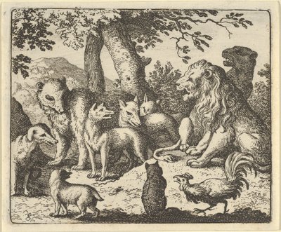 Renard se zprostil viny za své zločiny před lvem, 1650-75. od Allart van Everdingen