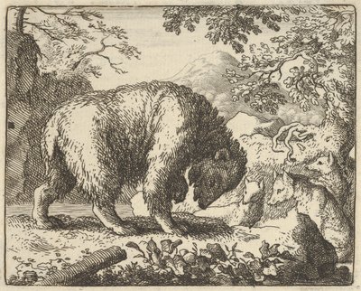 Renard Medvědovi slíbí, že ho vezme na místo, kde najde med, 1650-75. od Allart van Everdingen