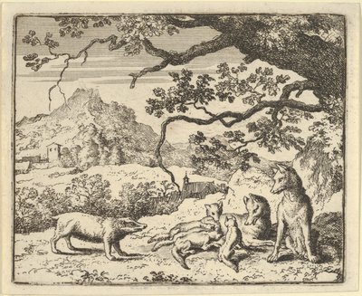 Renard dostává novou citaci od jezevce, 1650-75. od Allart van Everdingen