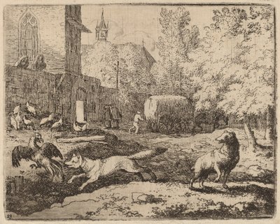 Reynard Attempts to Pilfer a Rooster, pravděpodobně c. 16451656. od Allart van Everdingen