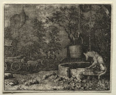 Reynard the Fox: Reynard Tricks the Wife of the Wolf. od Allart van Everdingen