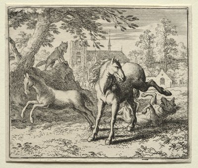 Reynard the Fox: Reynard Tricks the Wolf. od Allart van Everdingen