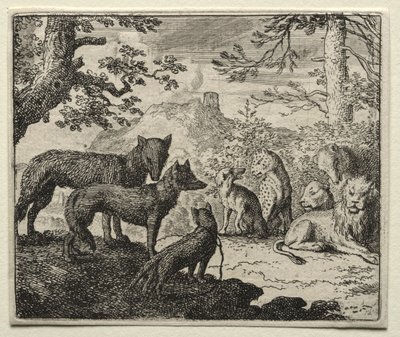 Reynard the Fox: Příbuzní Reynarda opouštějí soud. od Allart van Everdingen