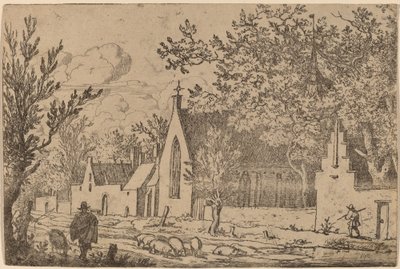 Stádo prasat u kaple, pravděpodobně c. 16451656. od Allart van Everdingen