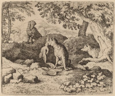 Badger Goes to Warn Reynard, pravděpodobně c. 16451656. od Allart van Everdingen