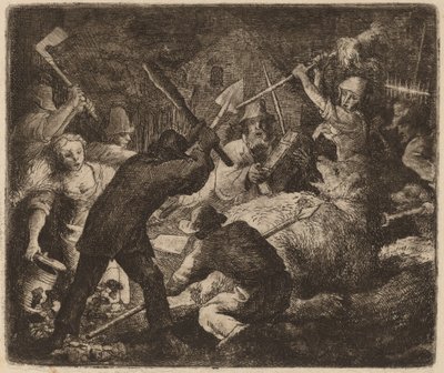 Medvěd přepadený rolníky, pravděpodobně c. 16451656. od Allart van Everdingen