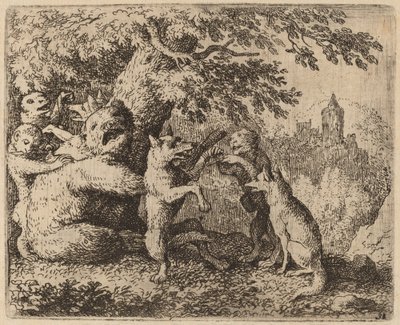 Medvěd a vlk jsou pronásledováni, pravděpodobně c. 16451656. od Allart van Everdingen