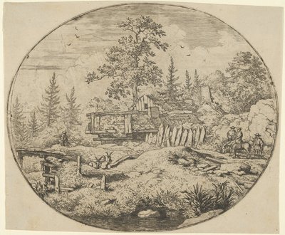 Krajina s dřevěným mostem, 17. století. od Allart van Everdingen