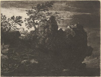 Velká skála u řeky, 17. století. od Allart van Everdingen