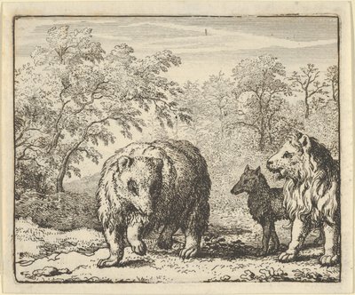 Lev osvobozuje medvěda a vlka, 1650-75. od Allart van Everdingen