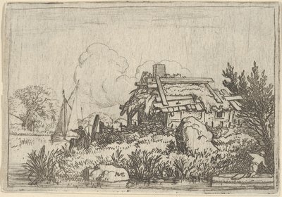Zbořená chalupa, obklopená vodou, 17. století. od Allart van Everdingen