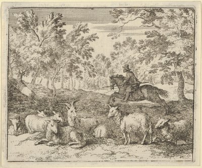 Pastýř na koni pronásleduje jelena, 1650-75. od Allart van Everdingen