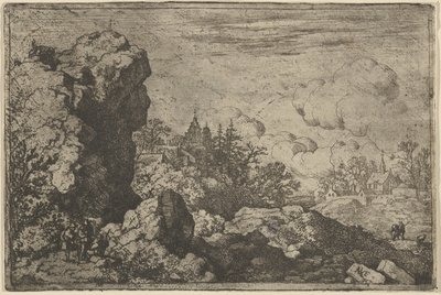 Tři cestovatelé na úpatí High Rock, 17. století. od Allart van Everdingen
