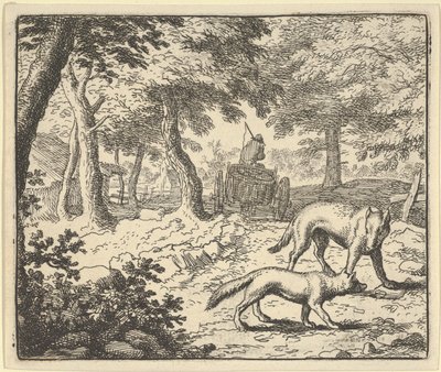 Vlk obviňuje Renarda z pojídání ryb, které ukradl, 1650-75. od Allart van Everdingen