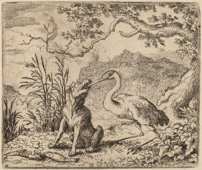 Vlk a jeřáb, pravděpodobně c. 16451656. od Allart van Everdingen