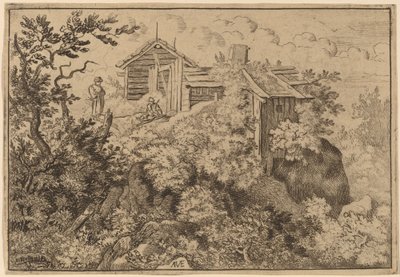 Tři chalupy na skále, pravděpodobně ca. 16451656. od Allart van Everdingen