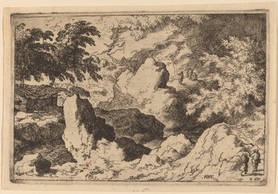 Tři muži na skále, pravděpodobně c. 16451656. od Allart van Everdingen