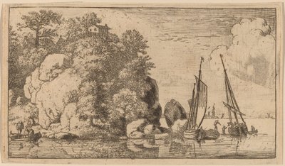 Dvě lodě na Wide River, pravděpodobně c. 16451656. od Allart van Everdingen