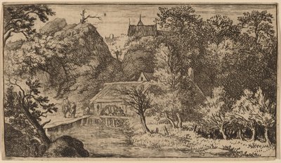 Vodní mlýn na úpatí hory, pravděpodobně ca. 16451656. od Allart van Everdingen