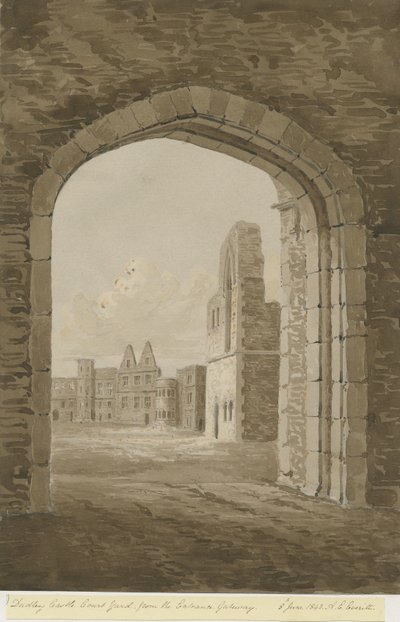 Dudley Castle - The Keep: červená-sépiová kresba, 8. června 1843 od Allen Edward Everitt