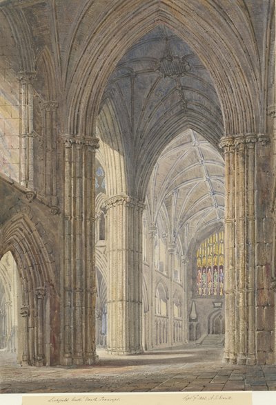 Interiér katedrály Lichfield - Severní transept: malba vodovými barvami, 7. září 1842 od Allen Edward Everitt