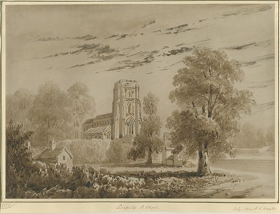 Lichfield - Kostel sv. Čada: červená sépiová kresba, červenec 1842 (kresba) od Allen Edward Everitt