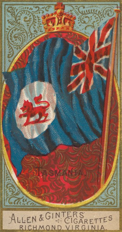 Tasmánie, od Flags of All Nations, Series 2 N10 pro Allen & Ginter Cigarettes Brands, ..., 1890. od Allen and Ginter