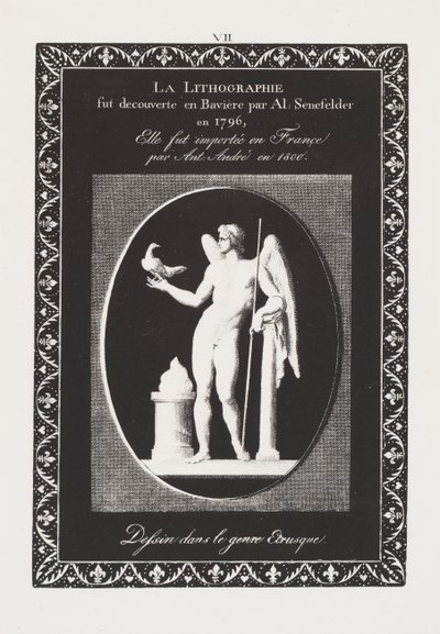 Umění litografie: Dedikační list, deska VII od Alois Senefelder