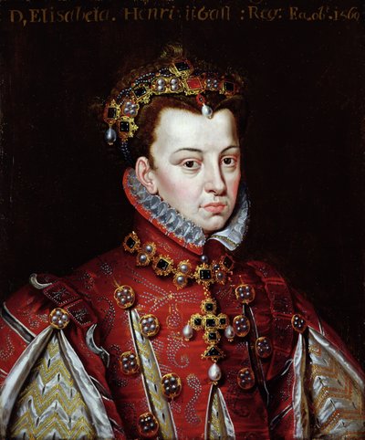 Portrét Alžběty de Valois (1545-68) španělské královny (olej na plátně) od Alonso (studio of) Sanchez Coello