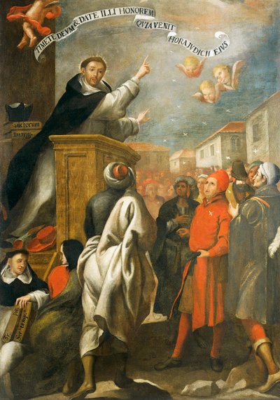 Svatý Vincent Ferrer káže mladým lidem v Salamance, Alonso Antonio Villamor (1661-1729). od Alonso Antonio Villamor