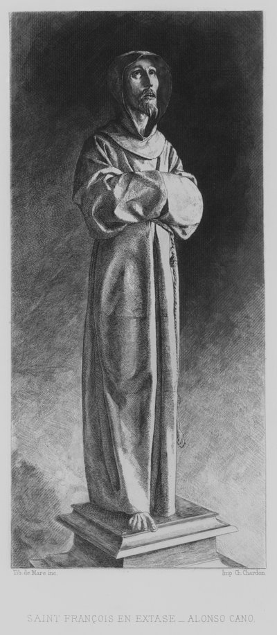 Svatý František z Assisi v extázi (litho) od Alonso Cano