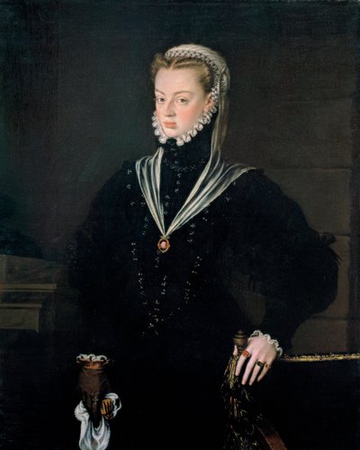 Portrét arcivévodkyně Joanny Rakouské (1535-1573), princezny Portugalské - obraz Alonsa Sancheze Coella (1531-1588), olej na plátně, cca 1557 (116x93,5 cm) - Portrét arcivévodkyně Joanny Rakouské (1535-1573) ), princezna z Portugalska, olej na od Alonso Sánchez Coello