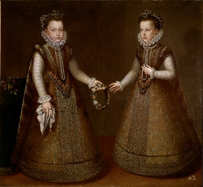 Portrét Isabelly a Kateřiny, dcer španělského krále Filipa II. (1527-1598) Malba Alonsa Sancheze-Coella (Sanchez Coello) (asi 1531-1588) 1570 v okolí Madridu, Muzeum Prado od Alonso Sánchez Coello