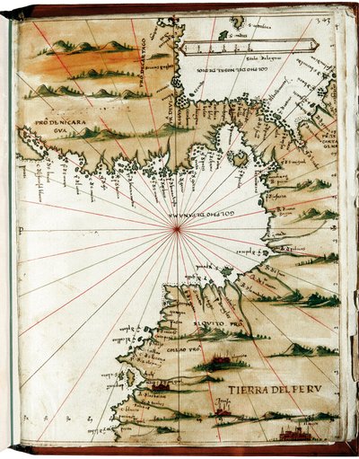 Mapa Střední Ameriky a Peru od Alonso de Santa Cruz