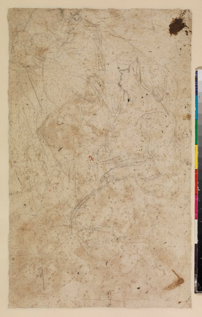 Figurální studie s klečící ženou z profilu, verso, 17. století od Alonso del Arco