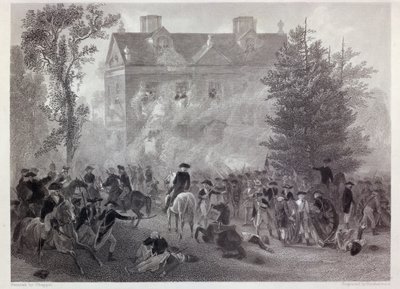 Bitva o Germantown v Chew House v roce 1777, vyryl Robert Hinshelwood (1812-c.75) c.1860 od Alonzo Chappel