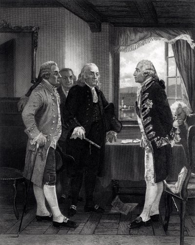 Mírová konference na Staten Island, rozhovor mezi lordem Howem a výborem Kongresu, 11. září 1776 od Alonzo Chappel